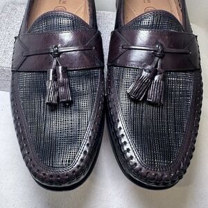 Mens FLORSHEIM Sz 10 Bio Comfort Brown Woven Texture Tasel Loafer Slip On Office